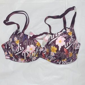 NEW WITH TAGS PINK floral pattern bra